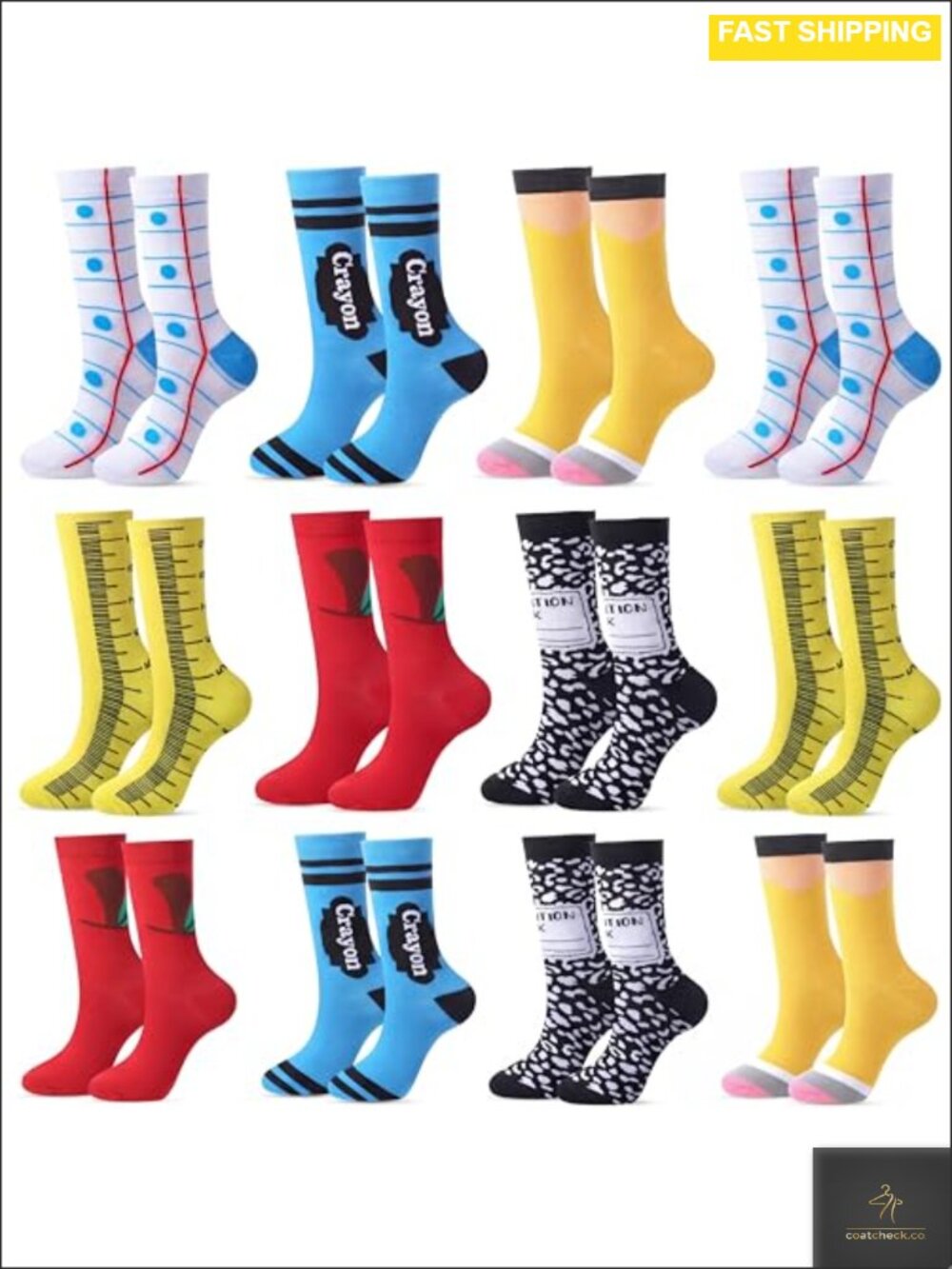 Combed Cotton Funny Teacher Novelty Socks 12 Pairs Appreciation Gift